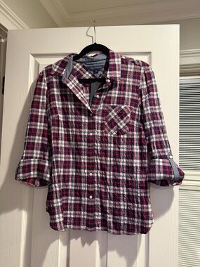 Tommy Hilfiger Red, White & Blue Plaid Button-Down Shirt - NWT